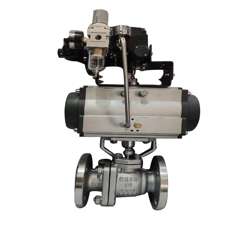 不锈钢气动衬氟调节切断球阀Q641F46   (1)